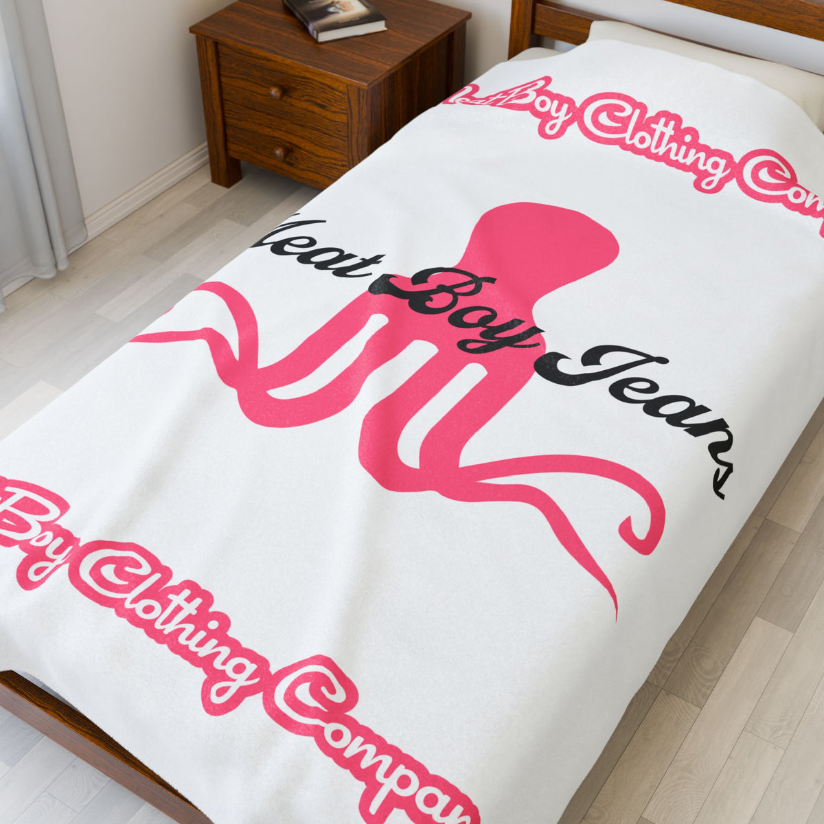 Pink Octopus Velveteen Plush Blanket