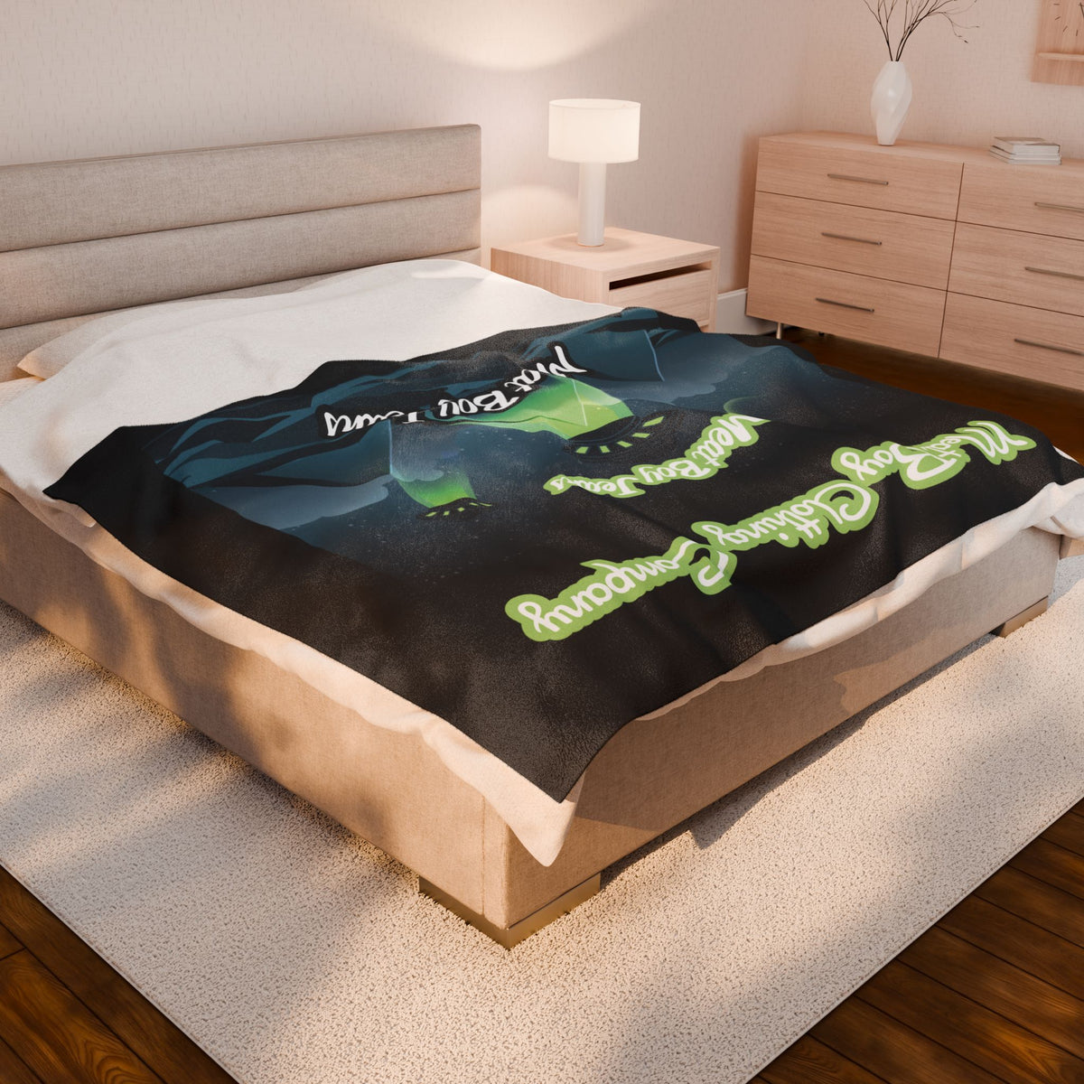 Green UFO Velveteen Plush Blanket