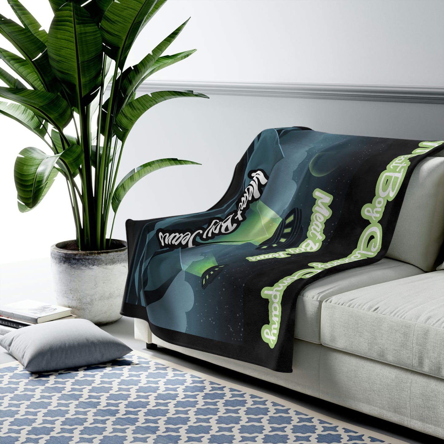 Green UFO Velveteen Plush Blanket